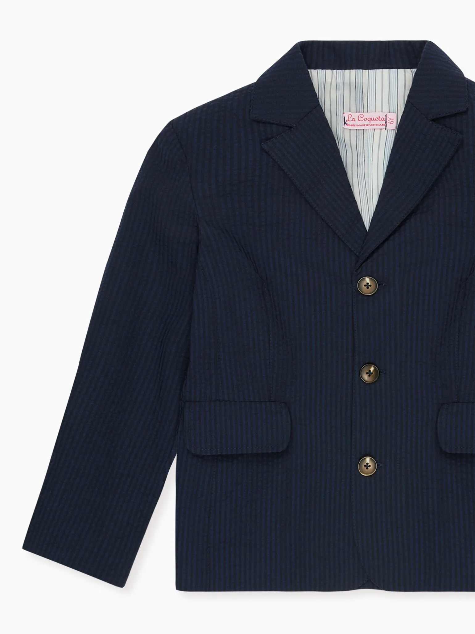 Navy Seersucker Sybil Boy Jacket - Image 4